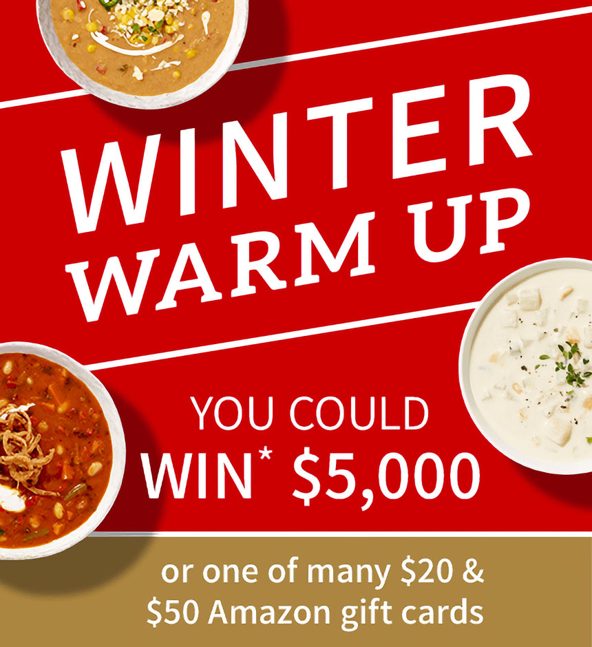 Winter Warm Up: You could win* $5,000 or one of many $20 & $50 Amazon gift cards